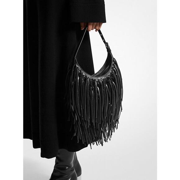 Michael Kors Collection Dyan Fringed Leather Shoulder Bag - Picture 3 of 8
